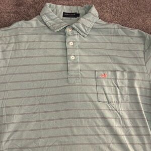 Southern Marsh Men’s Polo - Light Green Stripe, Size L